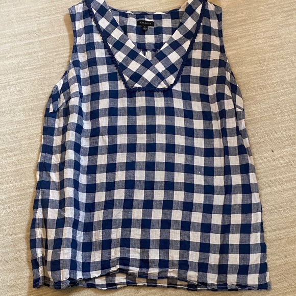 Talbots Tops - Talbots Navy and White Gingham Tank Top